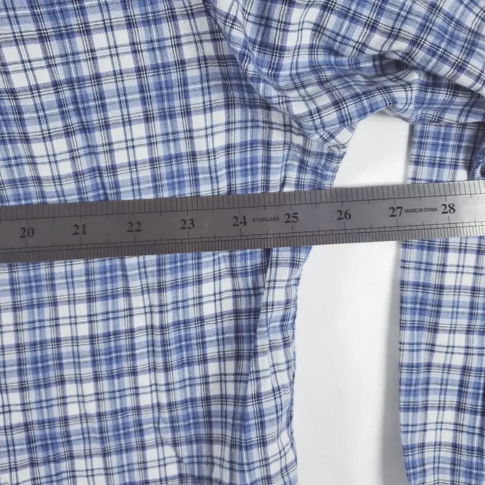 Polo Ralph Lauren Shirt Men XL Blue White Plaid Classic Fit Long Sleeve